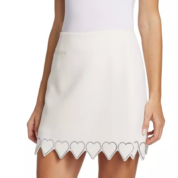 Mach & Mach Crystal Hearts Wool Miniskirt - Picture 3 of 5
